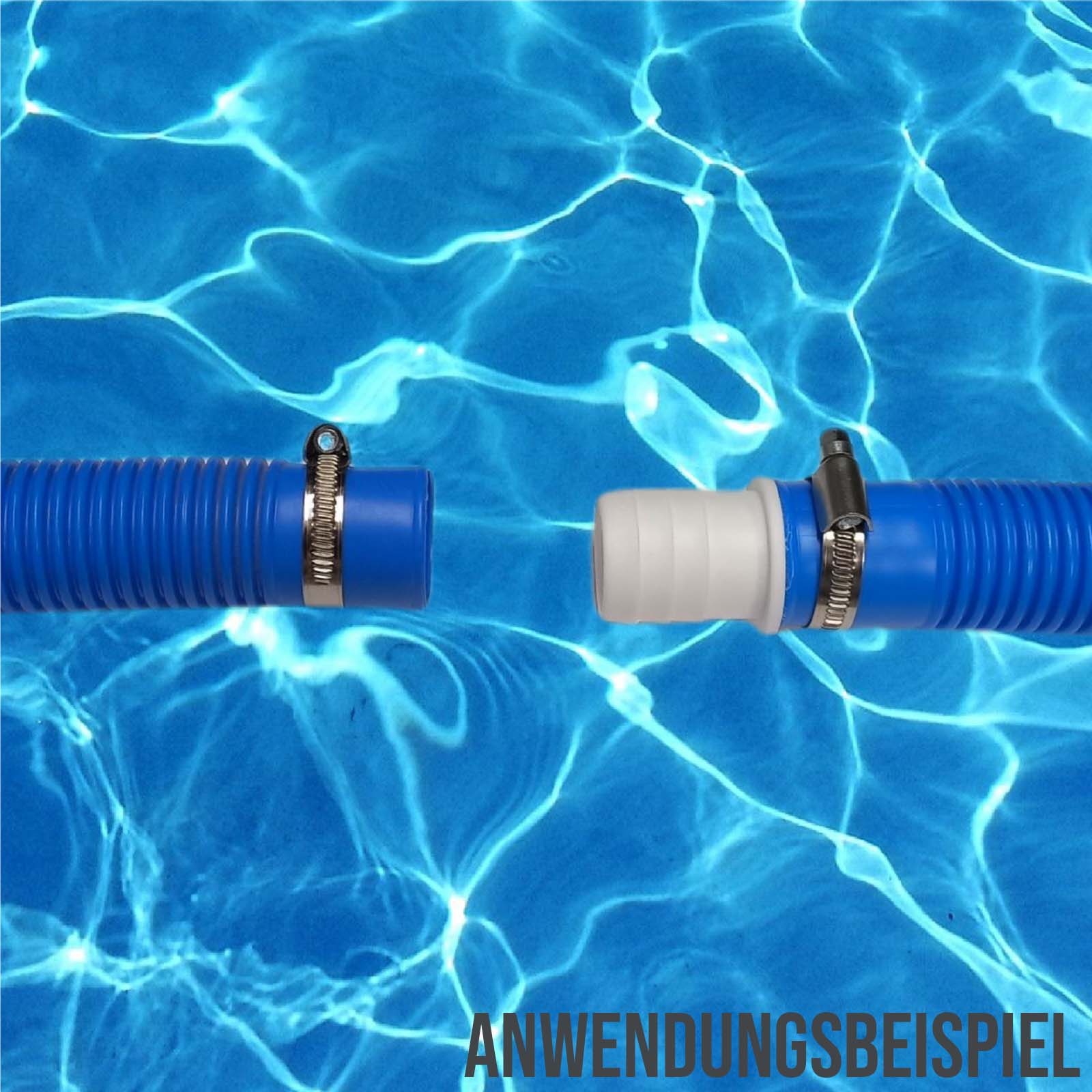 Poolschlauch Reparatur Set blau Schwimmbad Pool Verlängerung 32 mm - 7-teilig
