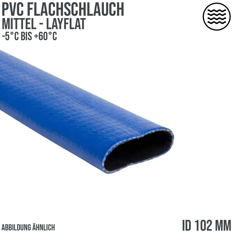 102 mm PVC Flach Schlauch Layflat Wasser Förderung mittel medium duty blau PN 7 bar - 100m