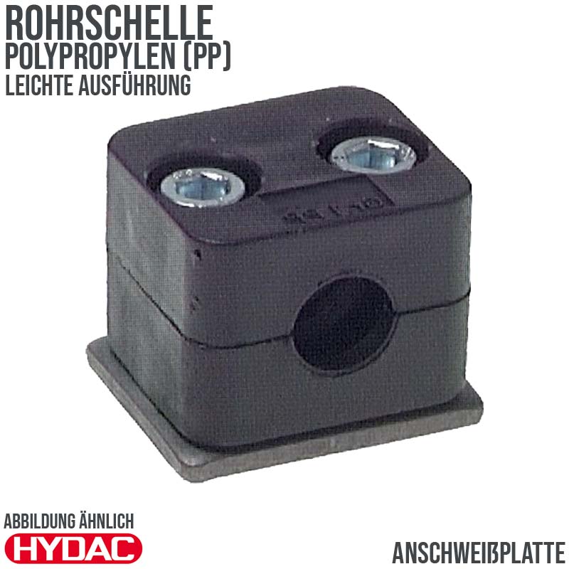54 mm Rohrschelle Polypropylen PP leichte Baureihe Anschweißplatte