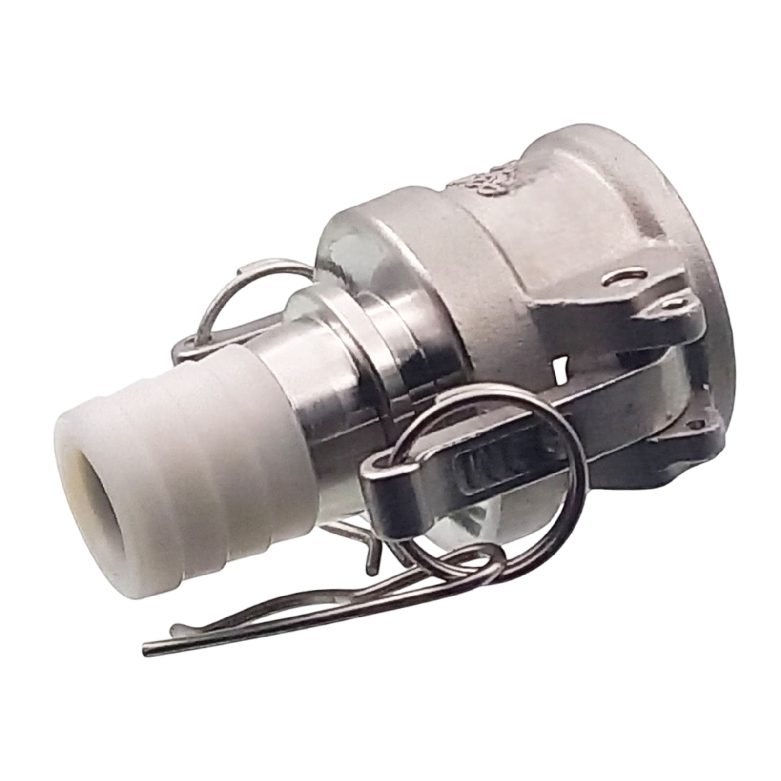 Kamlock Typ C - Mutterteil (91,5 mm) Edelstahl V2A (AISI 316) -> gerillter Stutzen DN 75 mm PFA beschichtet - PN 25 bar