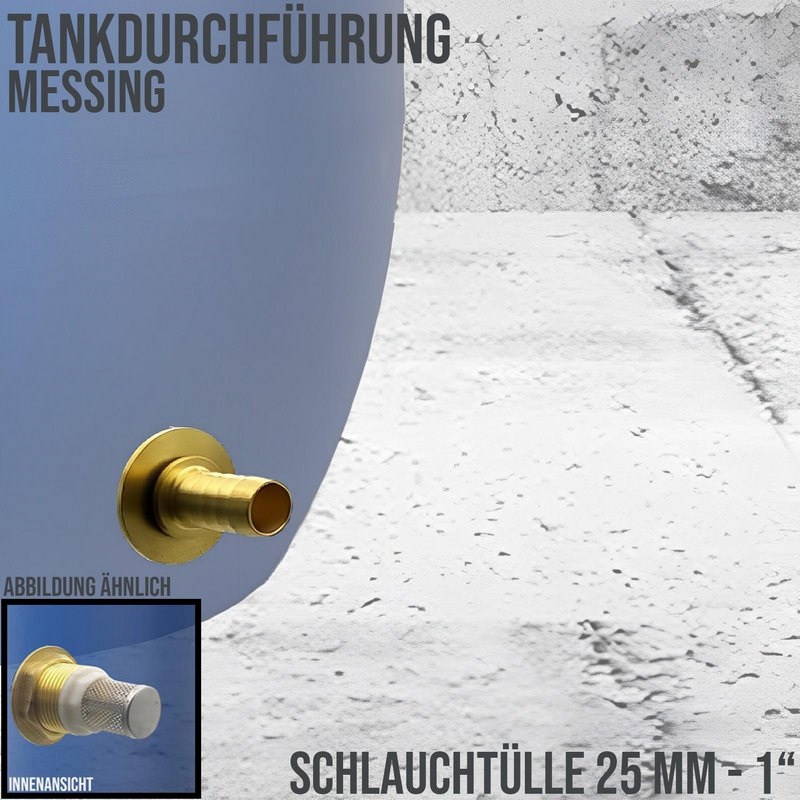 Tank Regen Tonnen Durchführung Messing Schlauch Tülle Stutzen 25mm (1") - Anschuss Set PN 10 bar