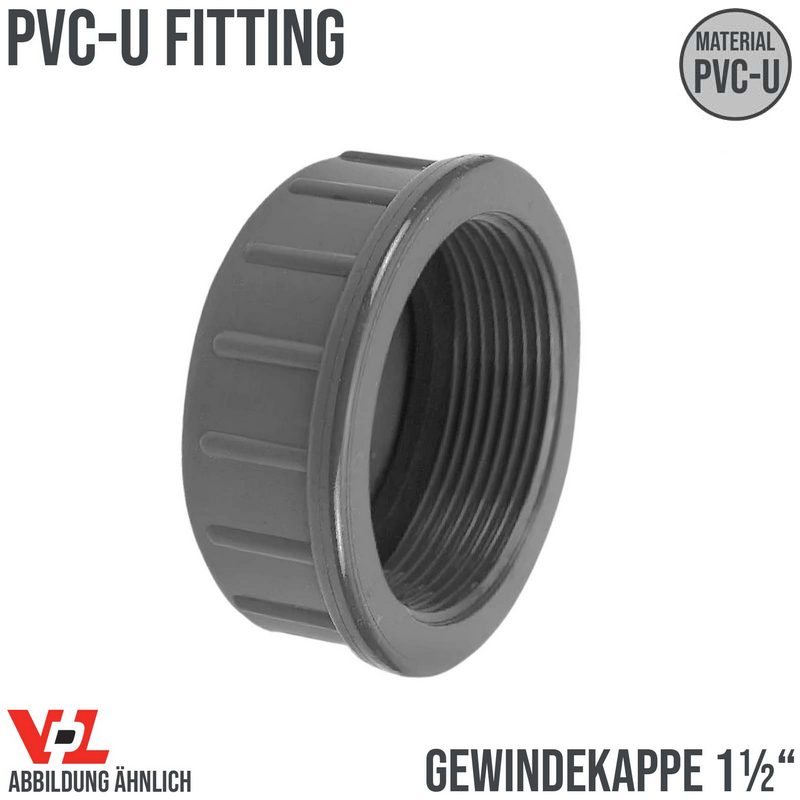 40 mm VDL PVC Klebe Fitting Gewinde Kappe 1 1/2" Muffe Verbinder - PN 10 bar