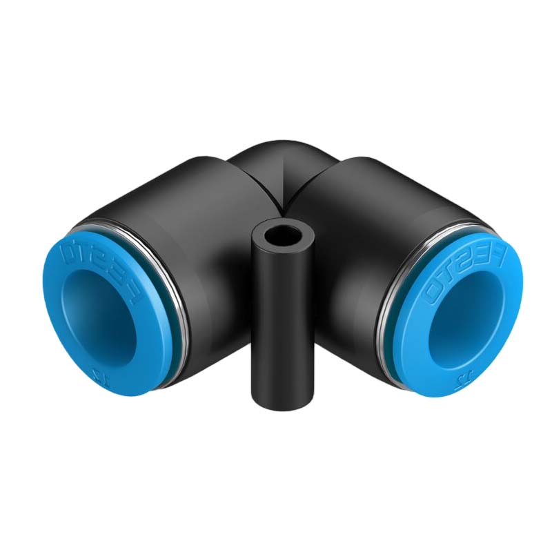 8 mm Pneumatik Schnell Steck Verbinder QS Winkel 90° blau/schwarz QS-4 (153032) - PN 14 bar