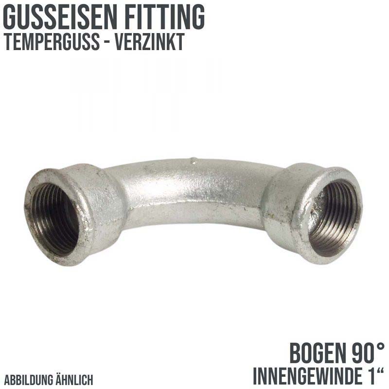 1" Gusseisen Temperguss Fitting Nr. 2 Bogen 90° Innengewinde IG DVGW PN 25 bar