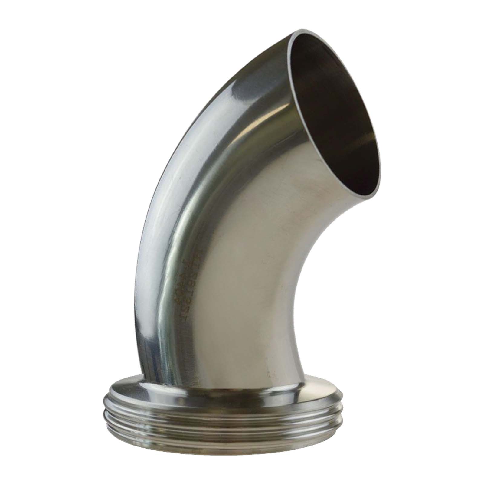 DN 80 Milchrohr Verschraubung DIN 11851 VT Vaterteil Stutzen 45° Bogen ÜWM Außengewinde Anschweißende ID x AD 81 x 85 mm - PN 25 bar