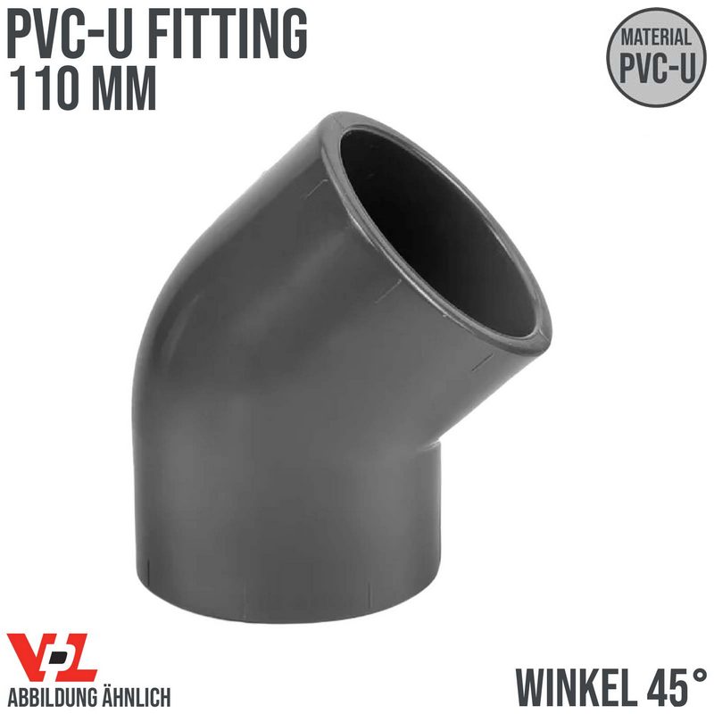 110 mm VDL PVC Klebe Fitting Winkel 45° Muffe Verbinder - PN 16 bar