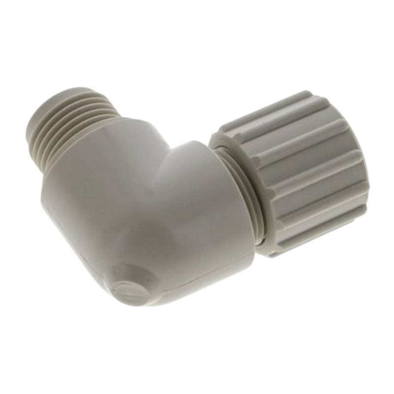 20 x 13 mm x 3/4" Winkel 90° Außengewinde TX Fitting Gewebe Schlauch Verbinder FDA PP beige - PN 10 bar