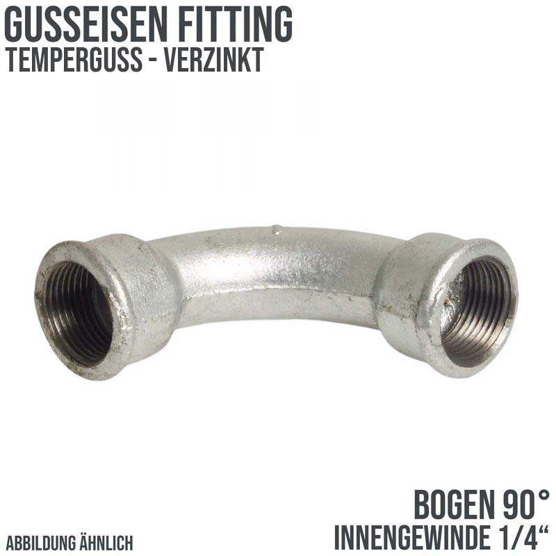 1/4" Gusseisen Temperguss Fitting Nr. 2 Bogen 90° Innengewinde IG DVGW PN 25 bar