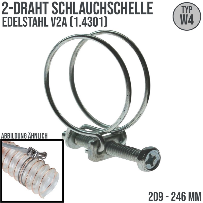 2-Draht-Schlauchschelle (W4) 1.4301 | 209-246mm