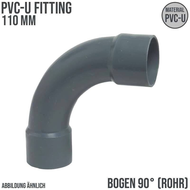 110 mm PVC Klebe Fitting Bogen Winkel 90° (Rohr) Muffe Verbinder - PN 12,5 bar