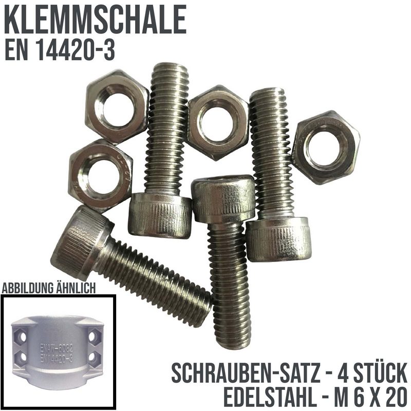 M 6 x 20 Schrauben Satz Klemmschale Edelstahl