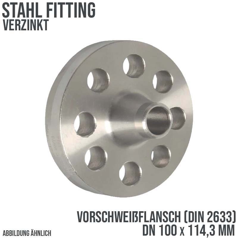 DN 100 x 114,3 mm Vorschweiß Flansch Stumpfschweißung Stahl verzinkt DIN 2633 - PN 16 bar