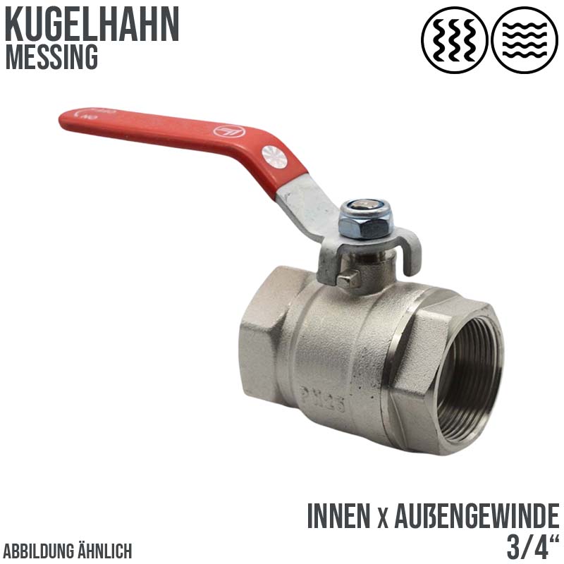 3/4" DN 19 Kugelhahn voller Durchgang Messing Innen x Außengewinde - PN 25 bar