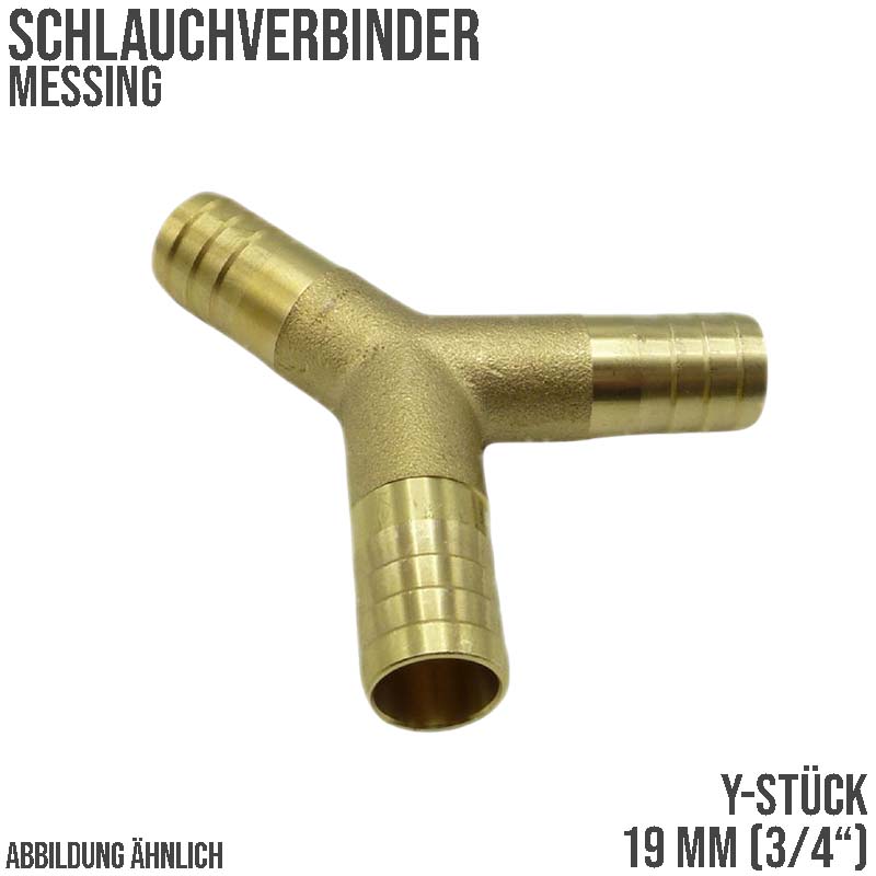19 mm - 3/4" Zoll 90° Y-Stück Schlauch Verbinder Verteiler Tülle Kupplung Reparatur Messing PN 10 bar