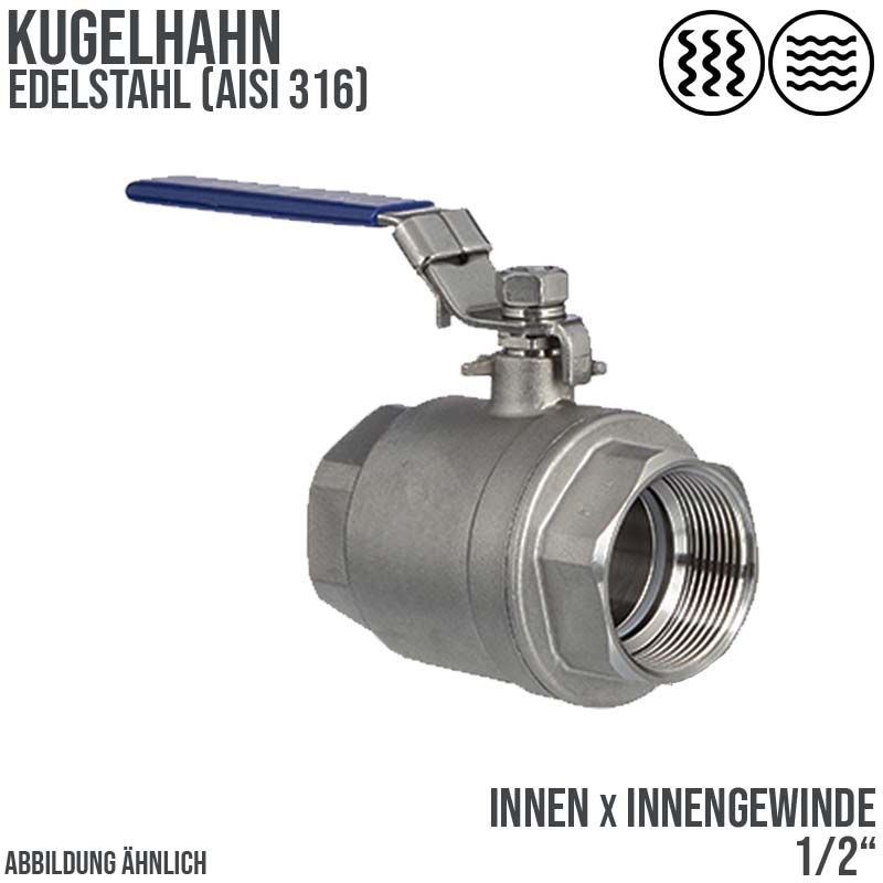 1/2" DN15 Kugelhahn voller Durchgang Edelstahl AISI 316  Innen x Innengewinde - PN 64 bar