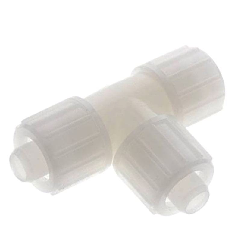 16 x 10 mm T-Stück 90° TX Fitting Gewebe Schlauch Verbinder FDA PVDF weiß - PN 10 bar
