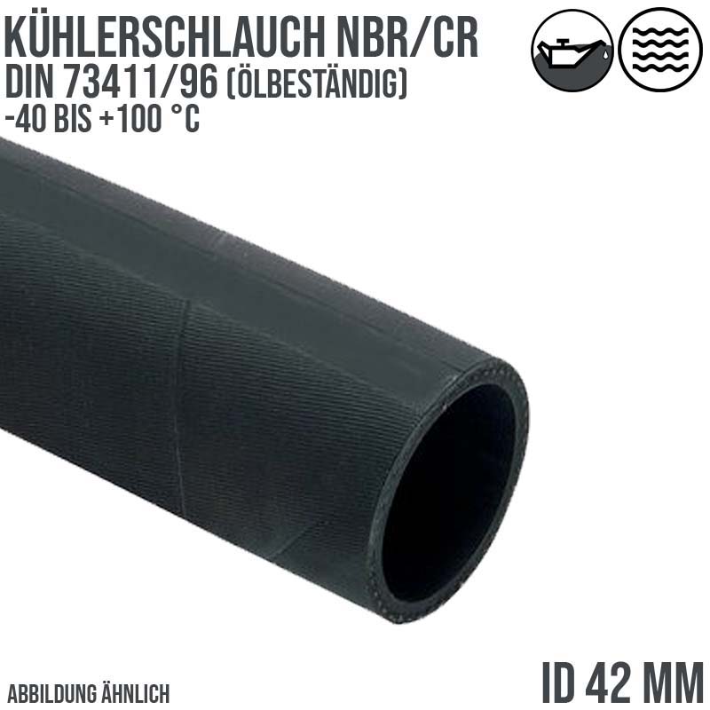 42 x 53 mm Kühler Heißwasser Universal Schlauch NBR/CR ölbeständig (ähnl. DIN73411/96) schwarz - PN 5 bar