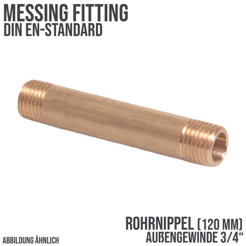 3/4" Rohrnippel Nr. 23 - 120 mm Außen x Außengewinde AG Messing Fittings PN 40 bar