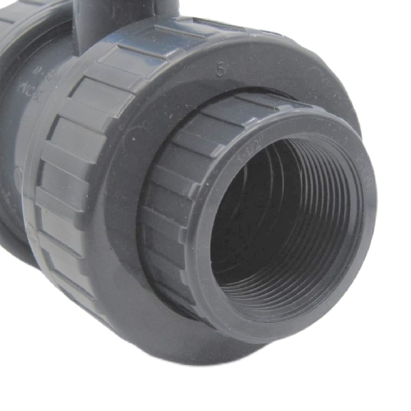 1" PVC Kugel Absperr Hahn Ventill beitseitiges Innengewinde PN 10 bar - roter Griff