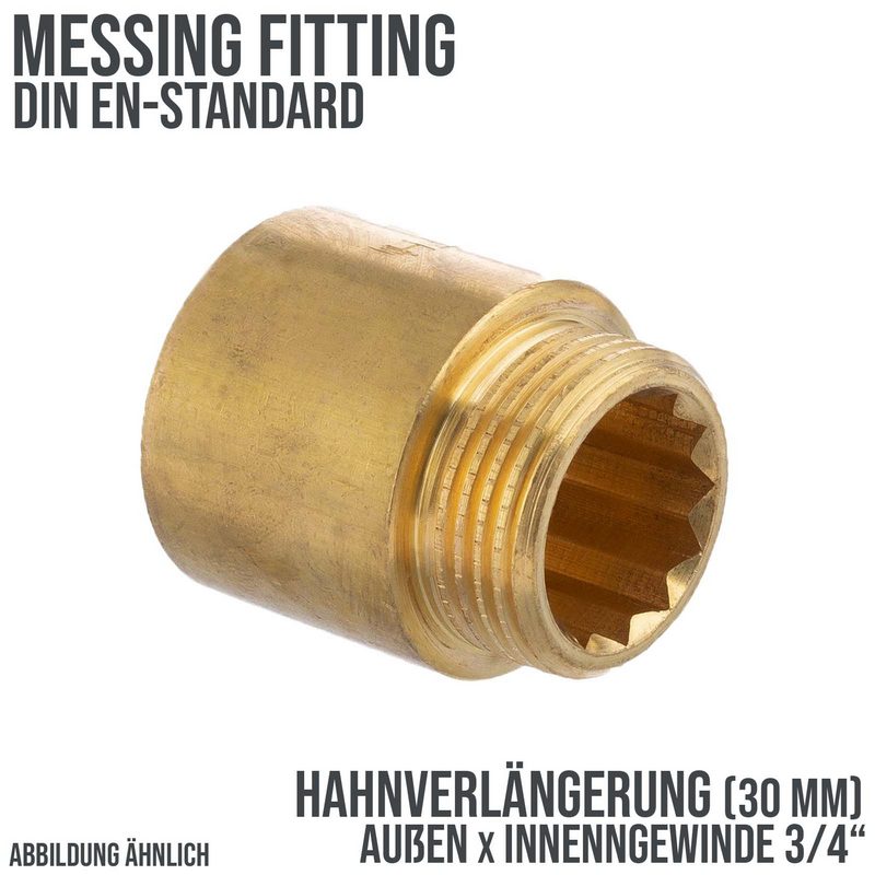 3/4" Hahnverlängerung Nr. 230 - 30 mm Außen x Innengewinde AG x IG Messing Fittings PN 40 bar