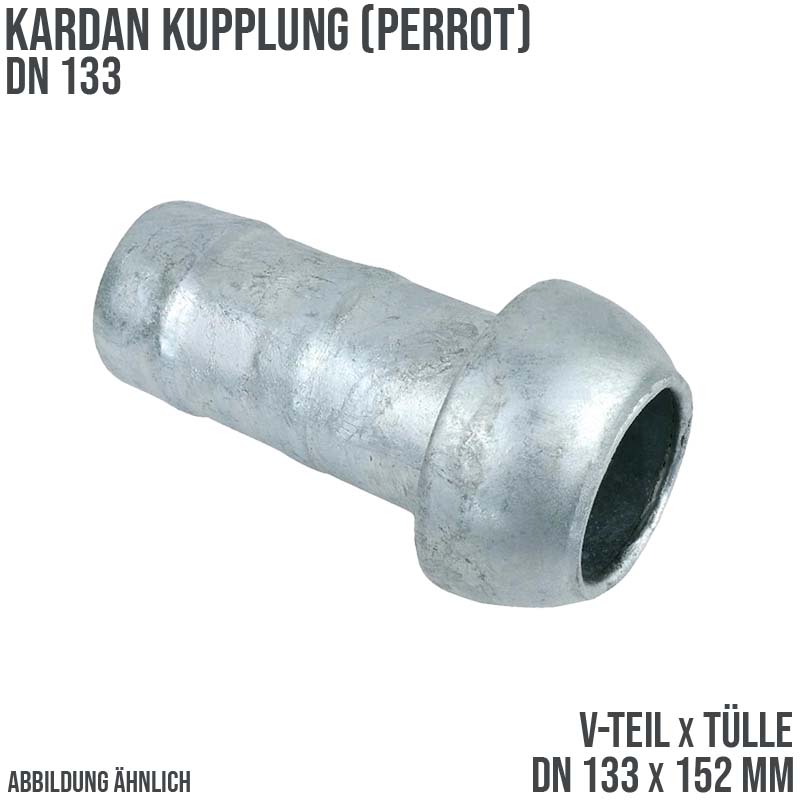 DN 133 Kardan Perrot Kupplung V-Teil mit Tülle Stutzen 152 mm Gülle Schlamm Schlauch