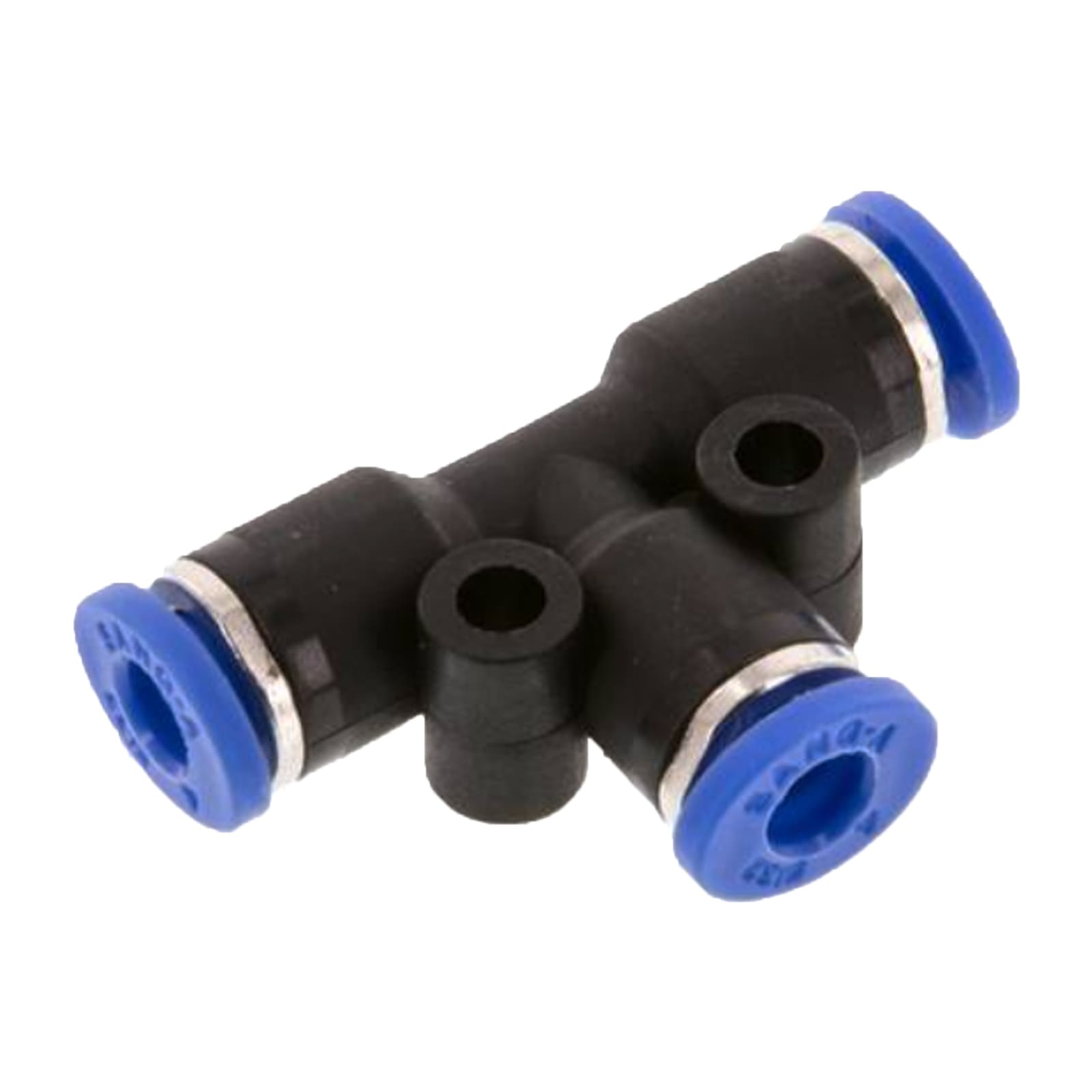 16 mm Pneumatik Schnell Steck Verbinder IQS T-Stück 90° blau/schwarz PA PU Schlauch - PN 20 bar