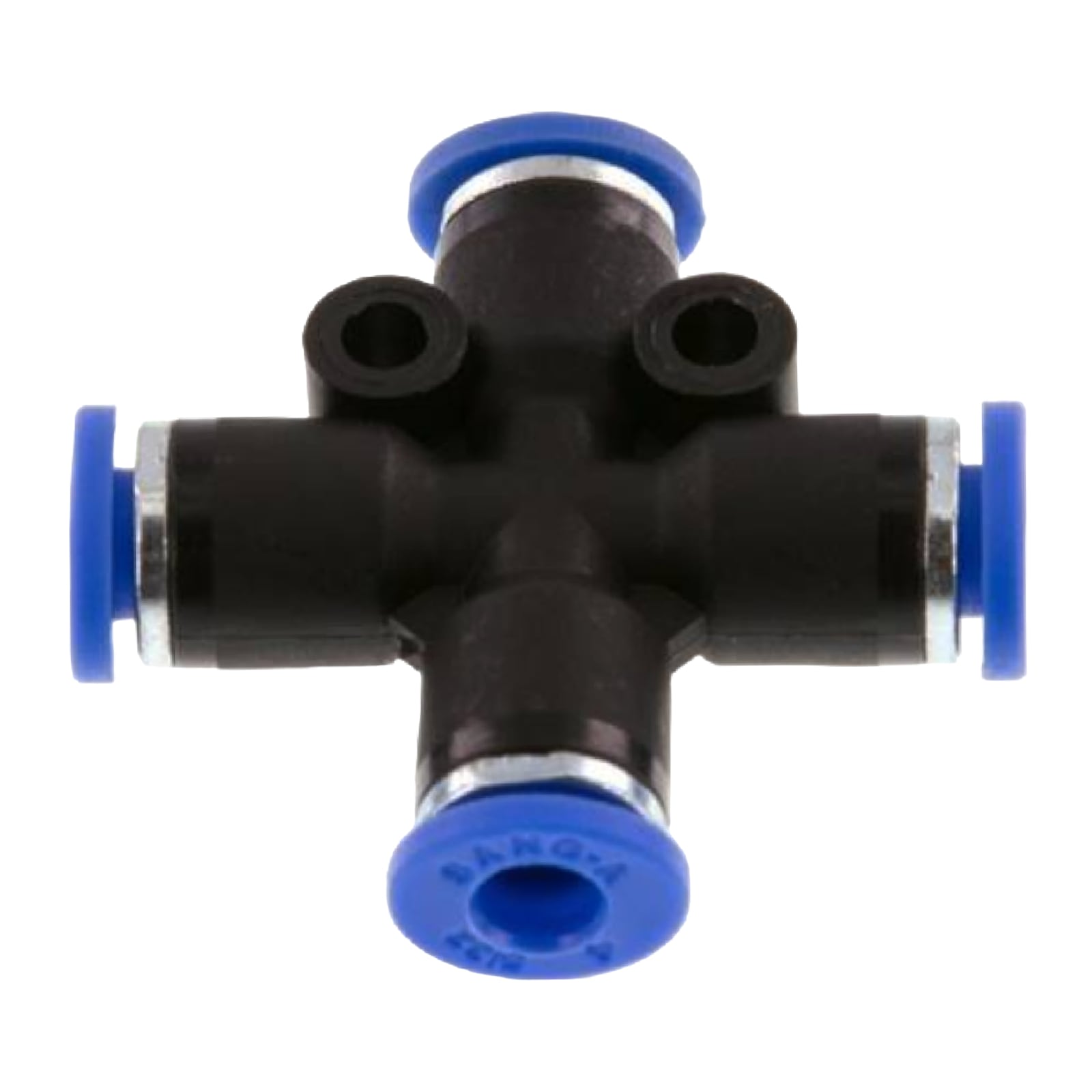 12 mm Pneumatik Schnell Steck Verbinder IQS Kreuz blau/schwarz PA PU Schlauch - PN 20 bar