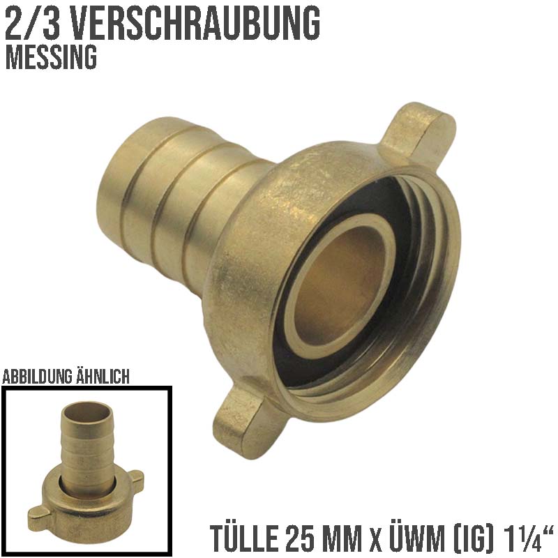 25 mm x 1 1/4" - 2/3 Schlauch Verschraubung Anschluß Tülle Innengewinde IG Messing Fittings - PN 10 bar