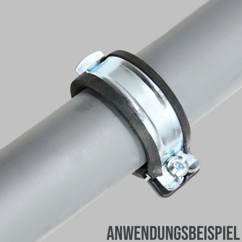 200 - 220 mm Rohr Schraub Schelle Klemme mit Gummieinlage M8 M10 2-teilig W1 Stahl verzinkt DIN 4109