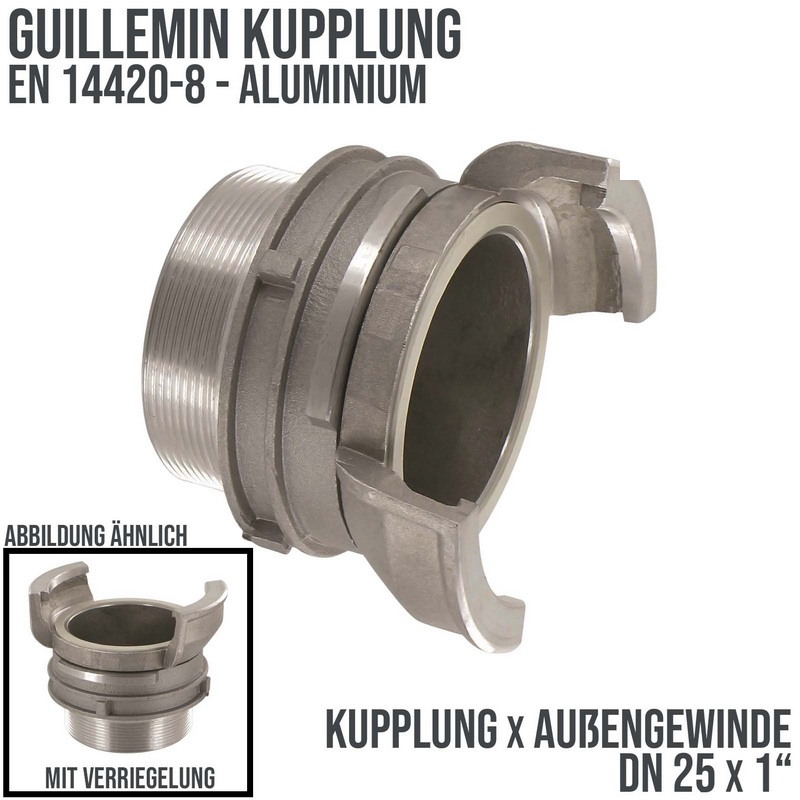 DN 25 Guillemin Kupplung Verriegelung BSPP Außengewinde AG 1" Aluminium - PN 16 bar