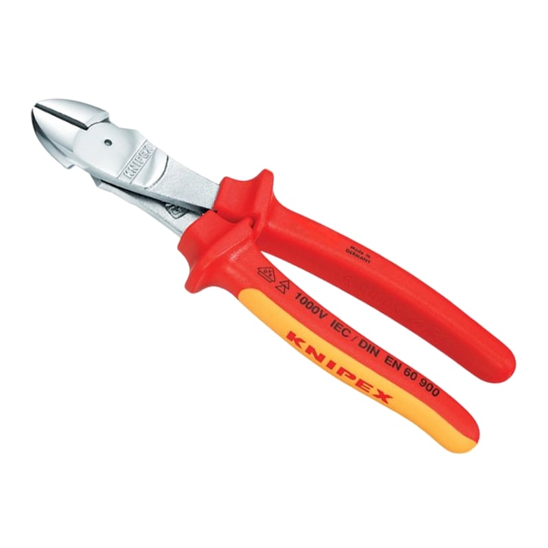 200 mm Kraft Seiten Schneider Zange VDE verchromt 2K Griffe Knipex