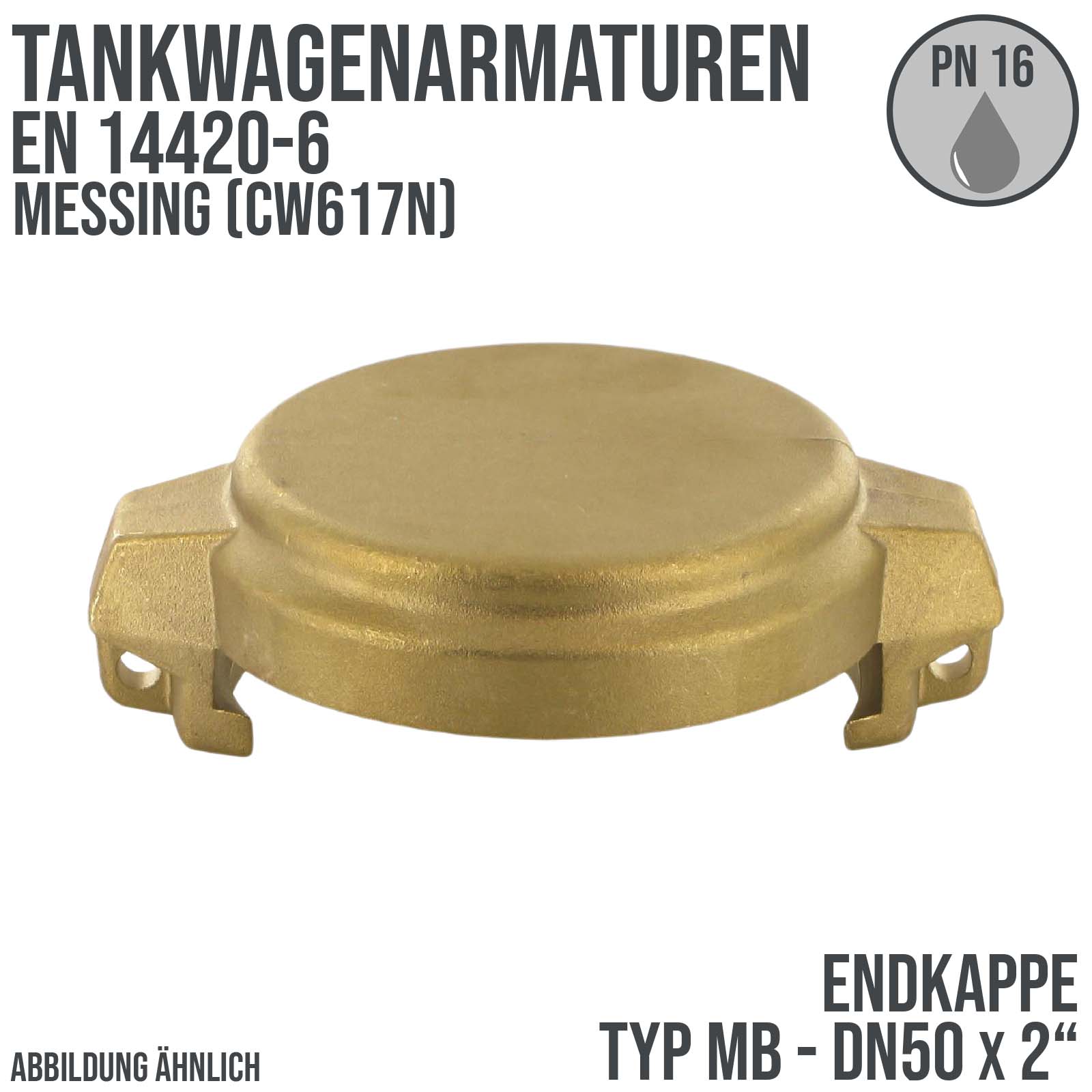 DN50 x 2" Zoll Tankwagen Endkappe Typ MB Messing (CW617N) - PN 16 bar