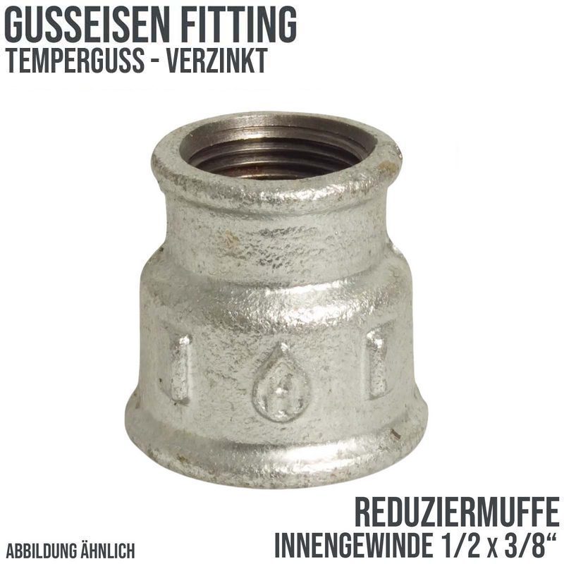 1/2" x 3/8" Gusseisen Temperguss Reduziermuffe Nr. 240 Innengewinde IG PN 25 bar
