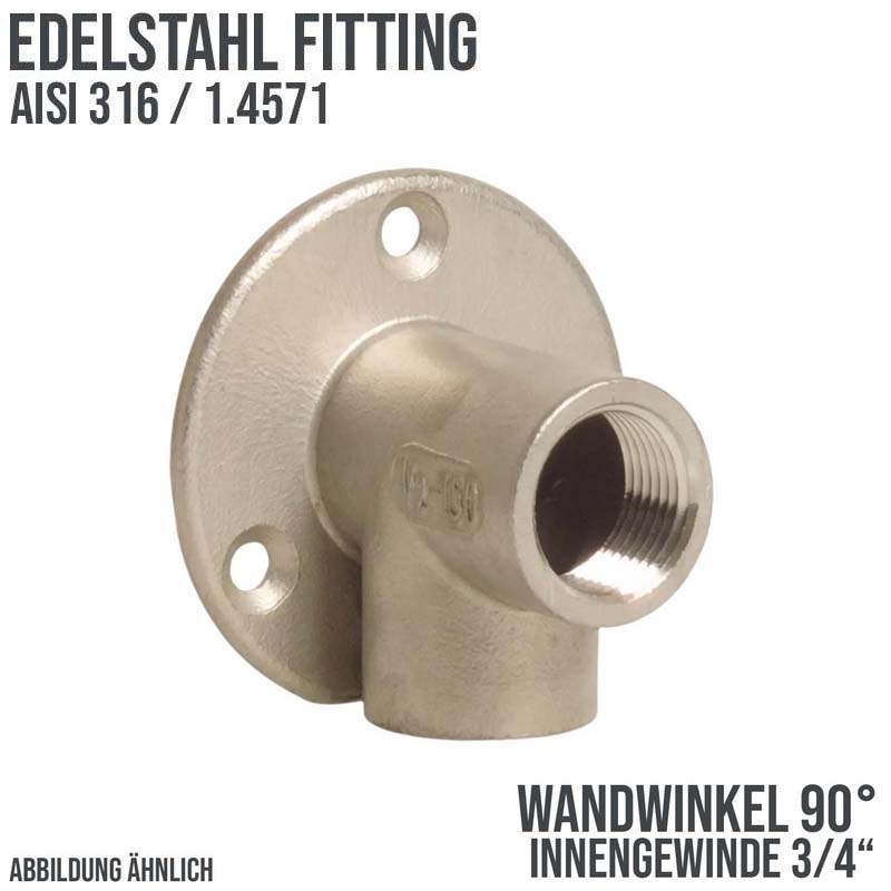 3/4" Edelstahl Fitting V4A AISI 316 Nr. 471 - Wandwinkel 90° Innengewinde IG - PN 50 bar