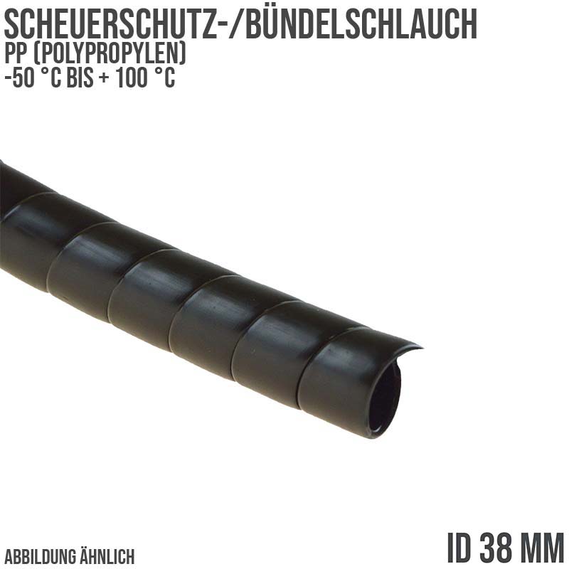 38 x 44 mm PP Scheuer Schutz Kabel Bündel Schlauch schwarz