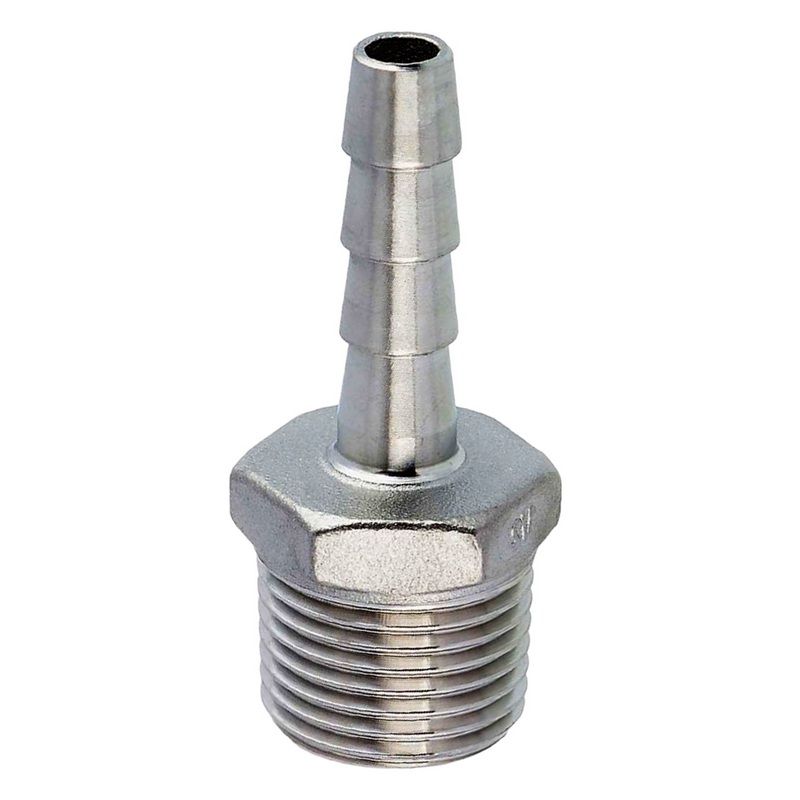 9 mm x 1/2" Zoll Schlauch Tülle Stutzen Außengewinde AG Nippel Edelstahl AISI 316 VA  Fitting - PN 20 bar