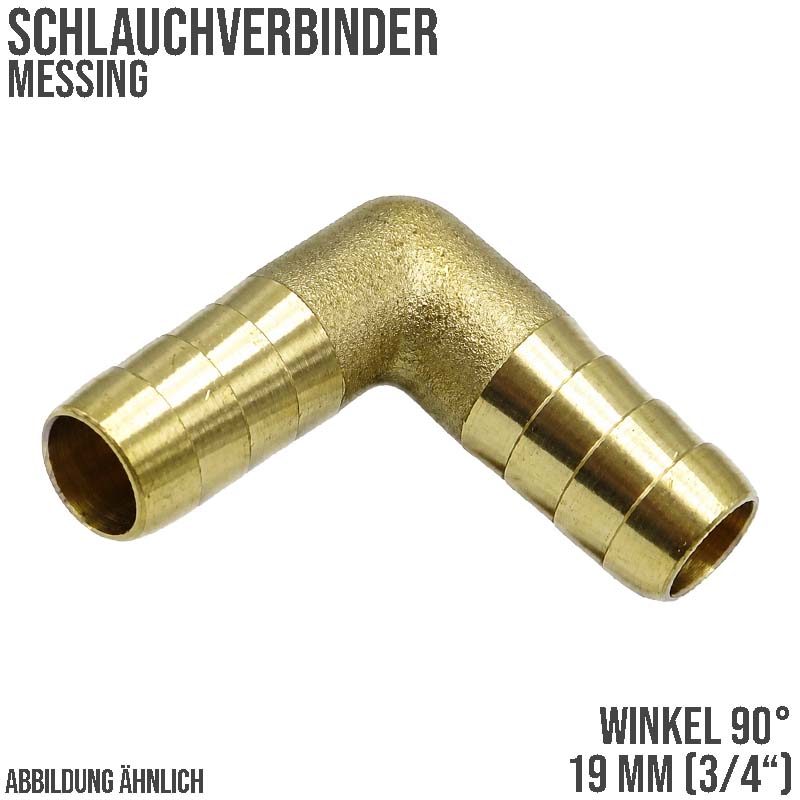 19 mm - 3/4" Zoll 90° Grad Winkel Schlauch Verbinder Verteiler Tülle Kupplung Reparatur Messing PN 10 bar