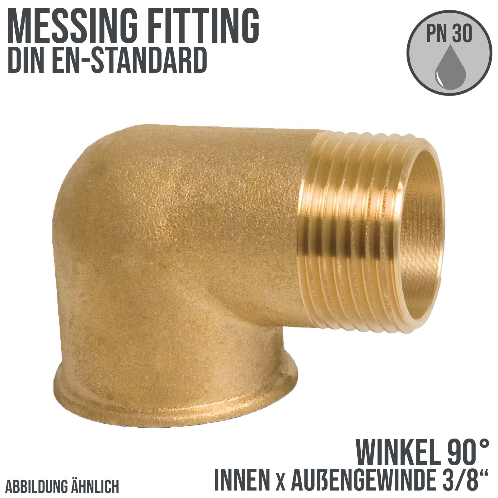 3/8" Winkel 90° Nr. 92 Innen x Außengewinde IG x AG Messing Fittings PN 30 bar