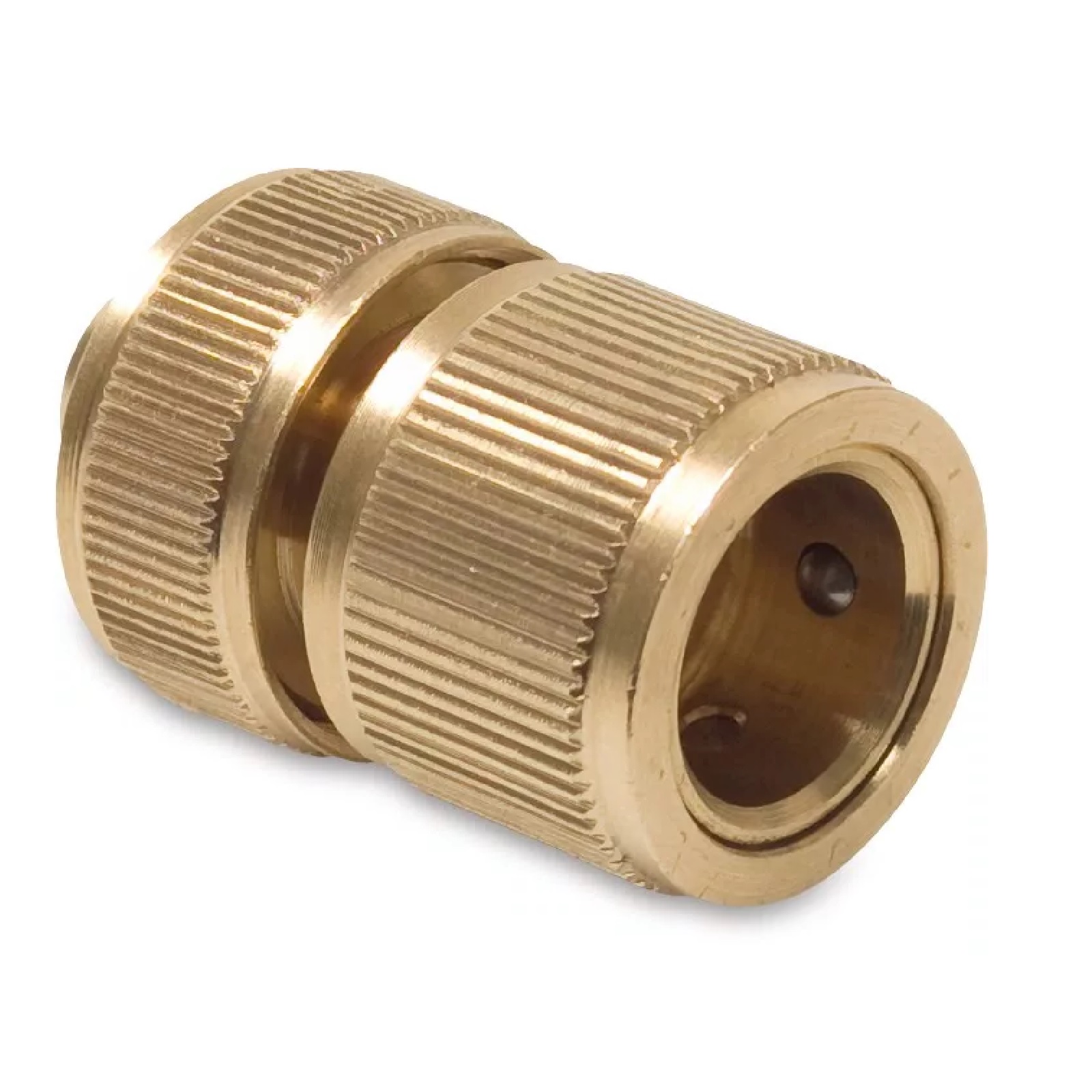 3/4" Schlauchstück Kupplung Click-System Quick Connect mit Wasser-Stop Messing (Gardena kompatibel)