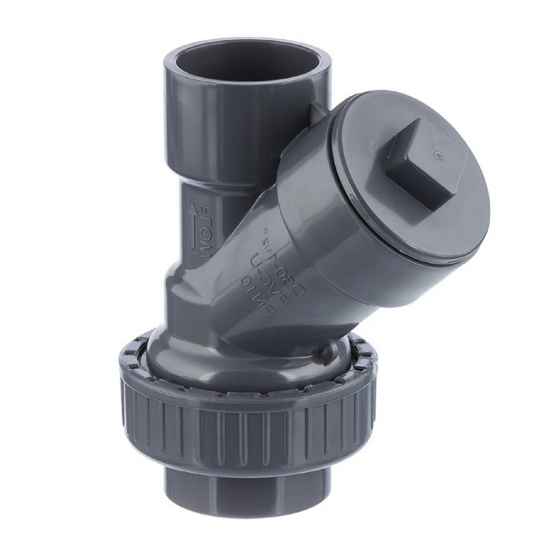 90 mm PVC Rückschlag Schrägsitz Y Ventil Kugel Klebe Muffe grau - PN 10 bar