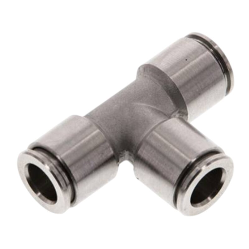 16 mm Pneumatik Schnell Steck Verbinder IQS T-Stück 90° Edelstahl 1.4404 PA PU Schlauch - PN 16 bar