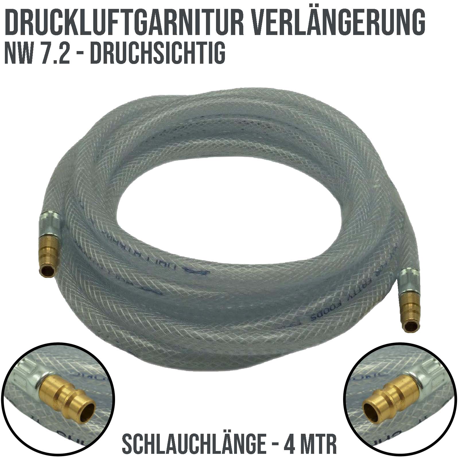 13 mm PVC Druck Press Luft Kompressor Schlauch Verlängerung Stecker-> Stecker PN 20 bar - 4 m