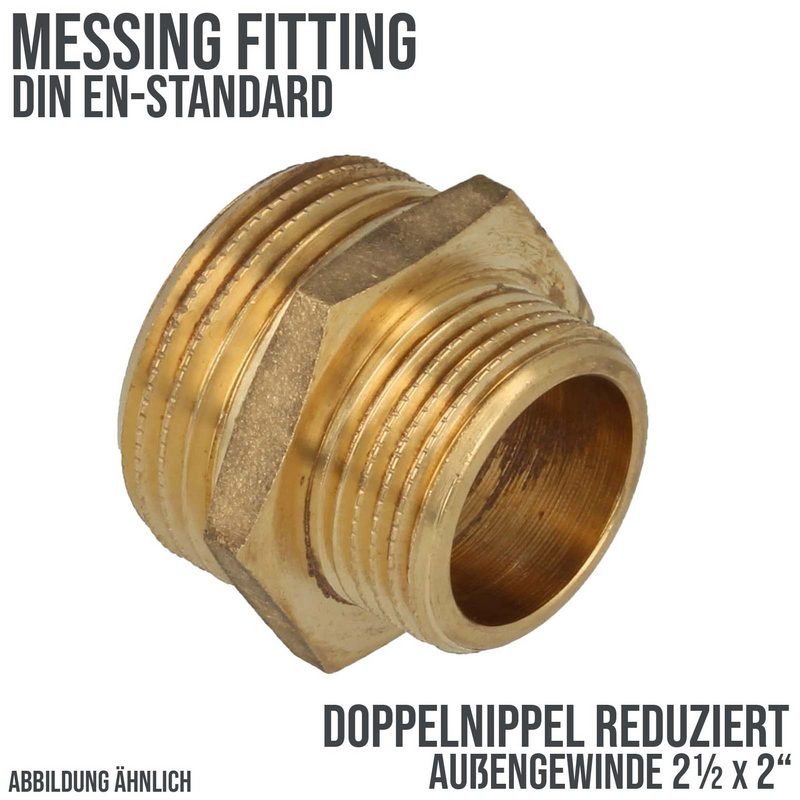 2 1/2" x 2" Doppel Nippel Nr. 245 Reduktion Aussen x Aussengewinde AG Messing Fittings PN 20 bar