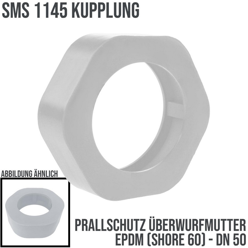 DN 50 SMS Kupplung 1145 Prallschutz Überwurfmutter ÜWM Gummi EPDM - weiss