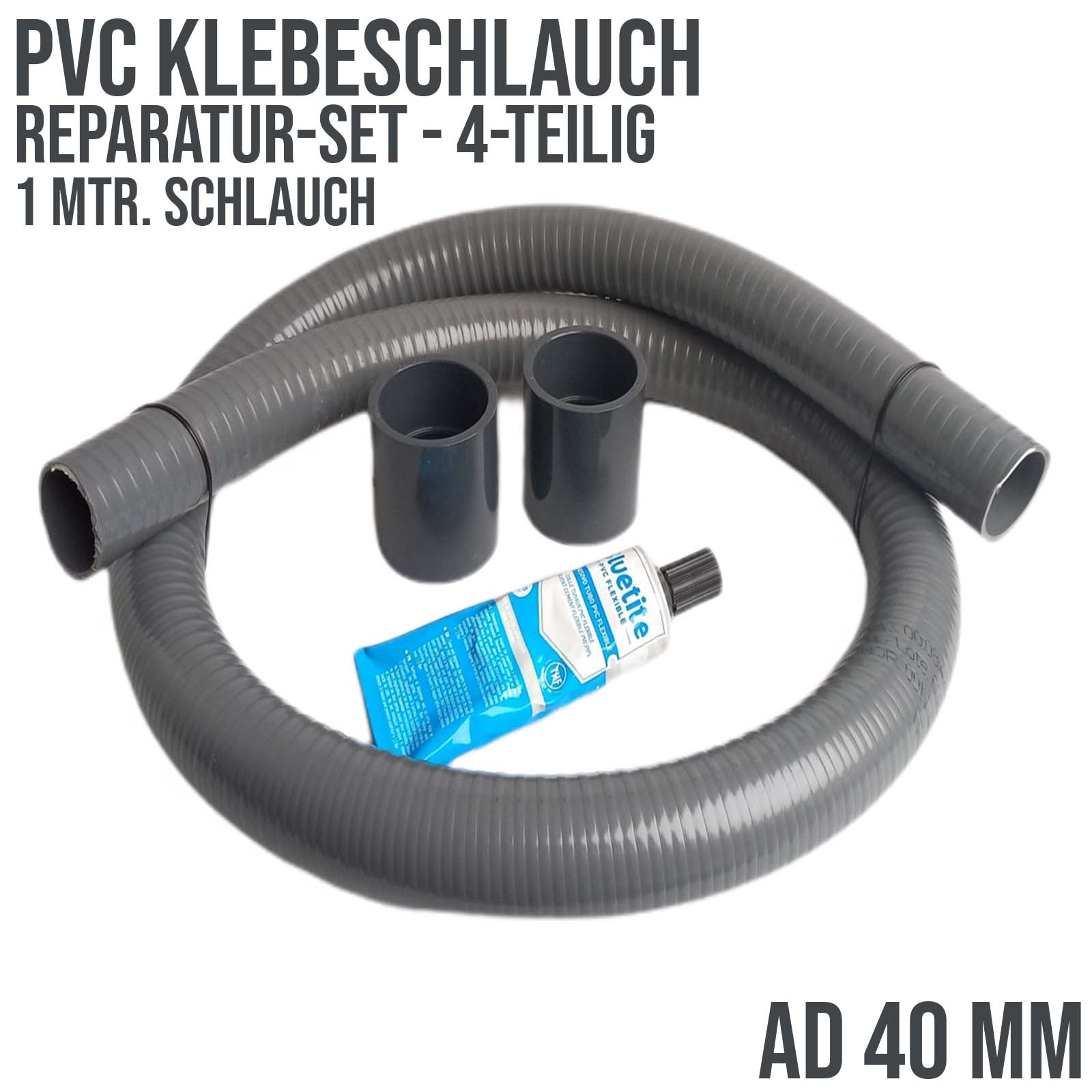 Rep.Set PVC-Klebeschlauch 40mm - 1 mtr.  (4-teilig)