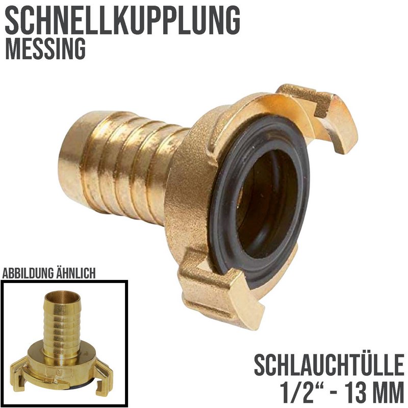 1/2" 13 mm Messing Schlauch Schnell Kupplung Tülle (GEKA kompatibel) - PN 12 bar