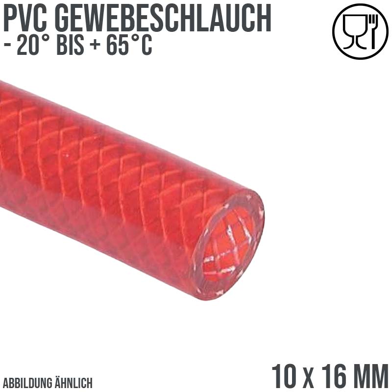 10 x 16 mm Gewebe Druckluft Universal Wasser Luft Kompressor Schlauch rot PN 21 bar