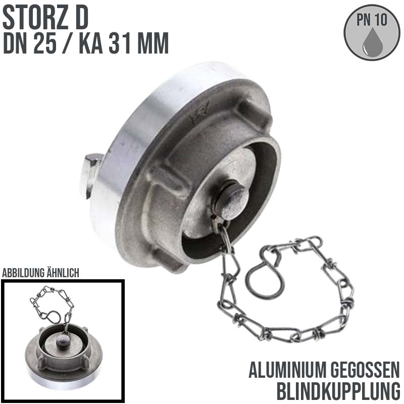 STORZ D DN 25 KA 31 Blindkupplung mit Kette Saug Bau Feuerwehr Schlauch Aluminium - PN 10 bar