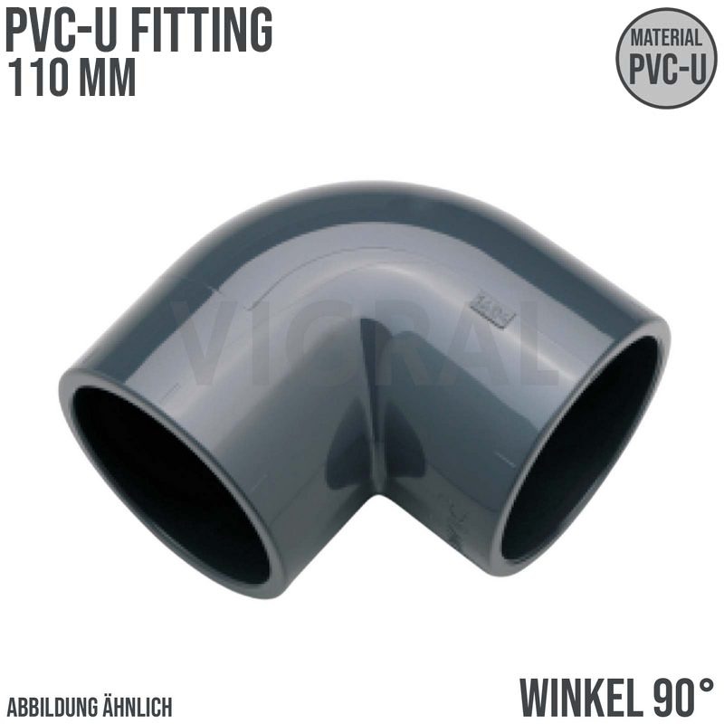 110 mm PVC Klebe Fitting Winkel 90° Muffe Verbinder - PN 16 bar