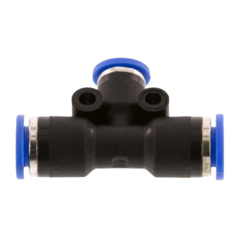 14 -> 8 mm Pneumatik Steck Verbinder IQS T-Stück 90° reduziert blau/schwarz PA PU Schlauch - PN 20 bar